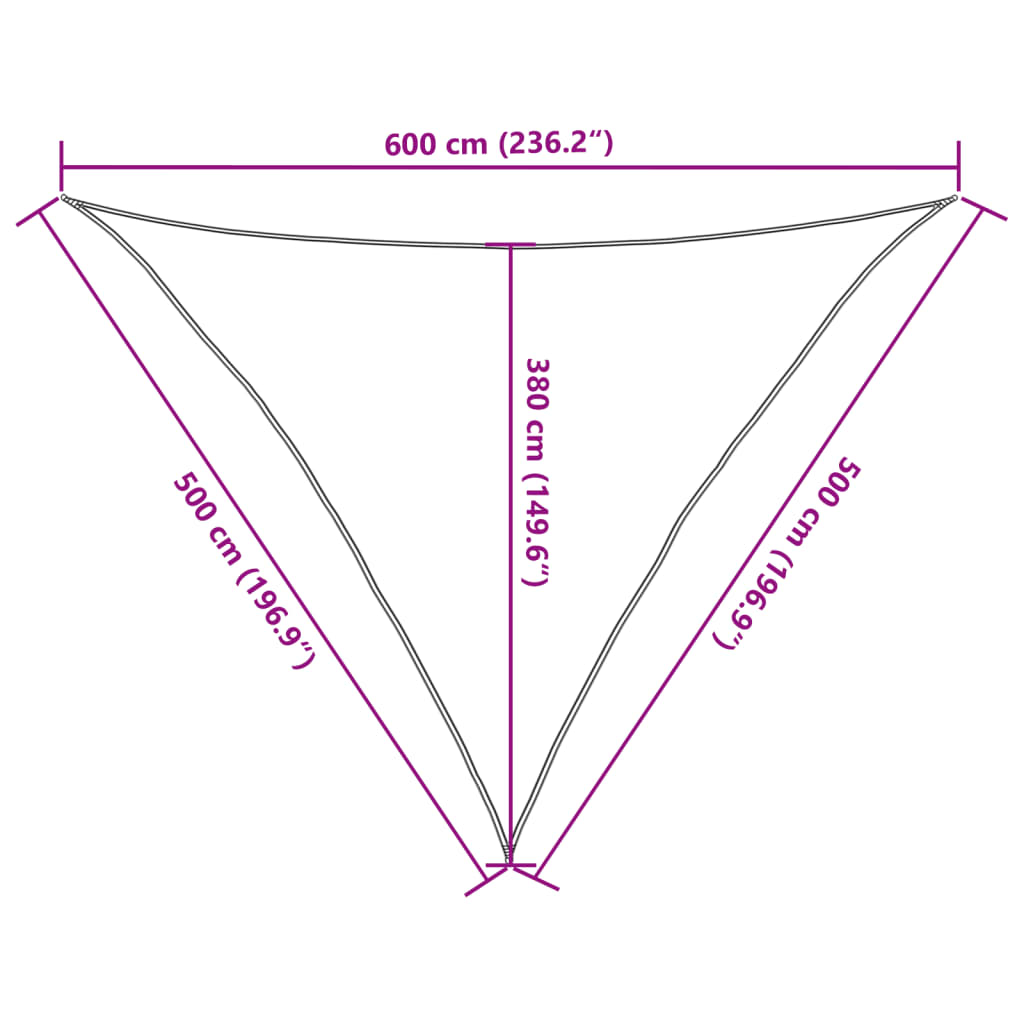 Sonnensegel 160 g/m² Dreieckig Hellgrau 5x5x6 m HDPE