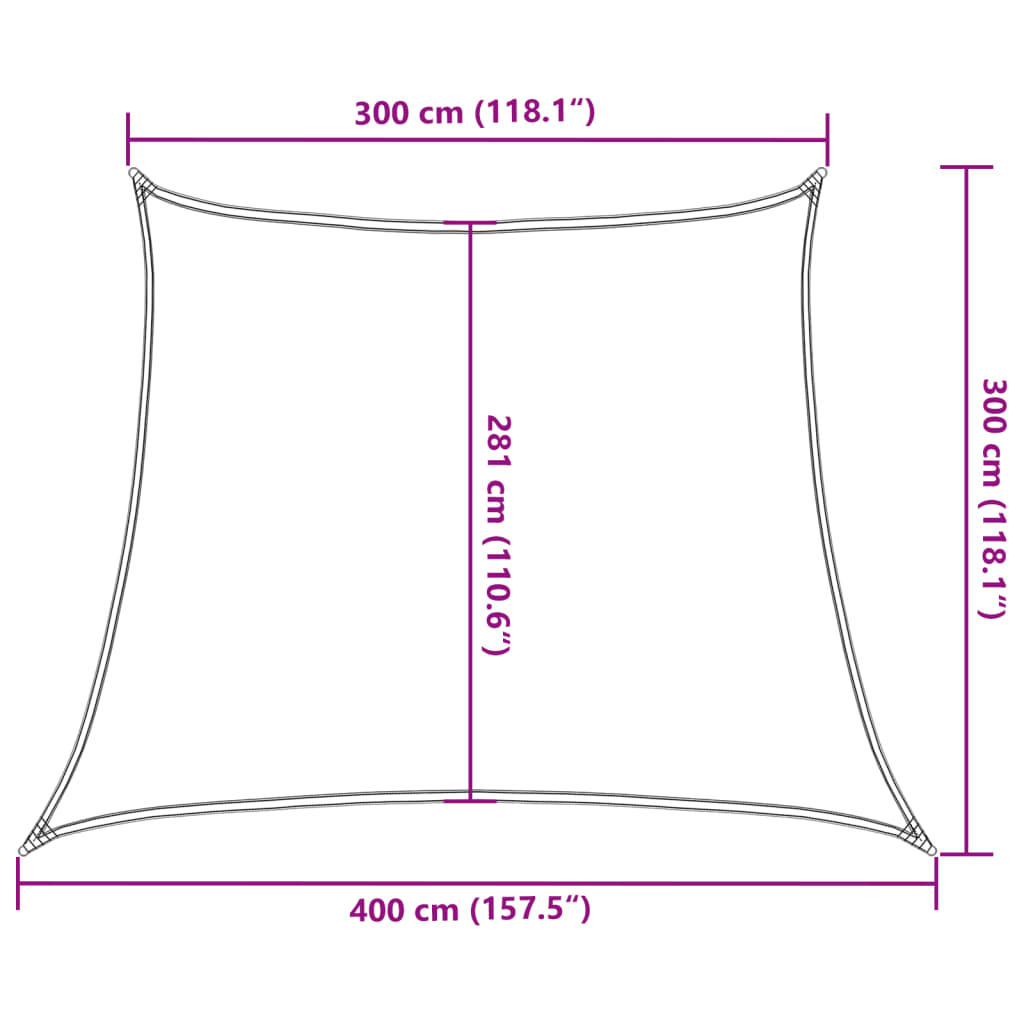 Sonnensegel 160 g/m² Trapez Hellgrau 3/4x3 m HDPE