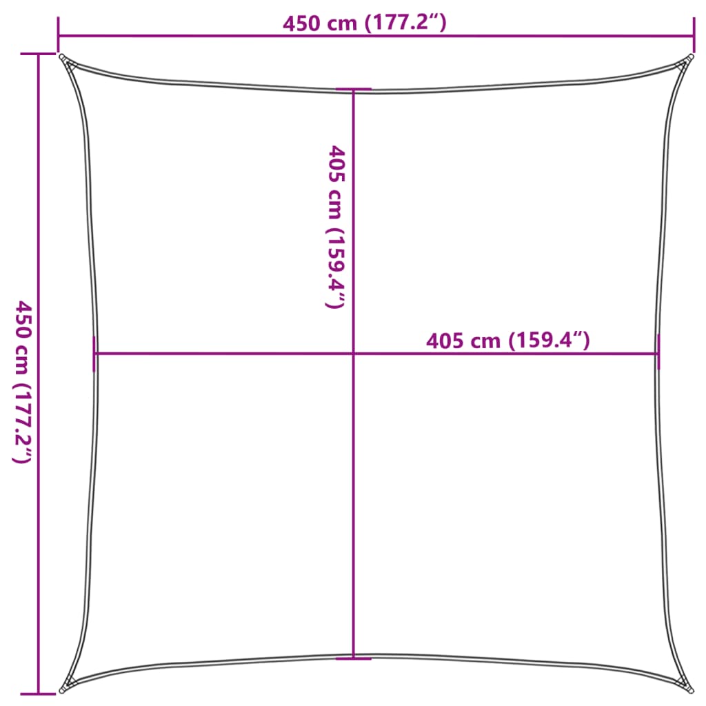 Sonnensegel 160 g/m² Quadratisch Sandfarbe 4,5x4,5 m HDPE