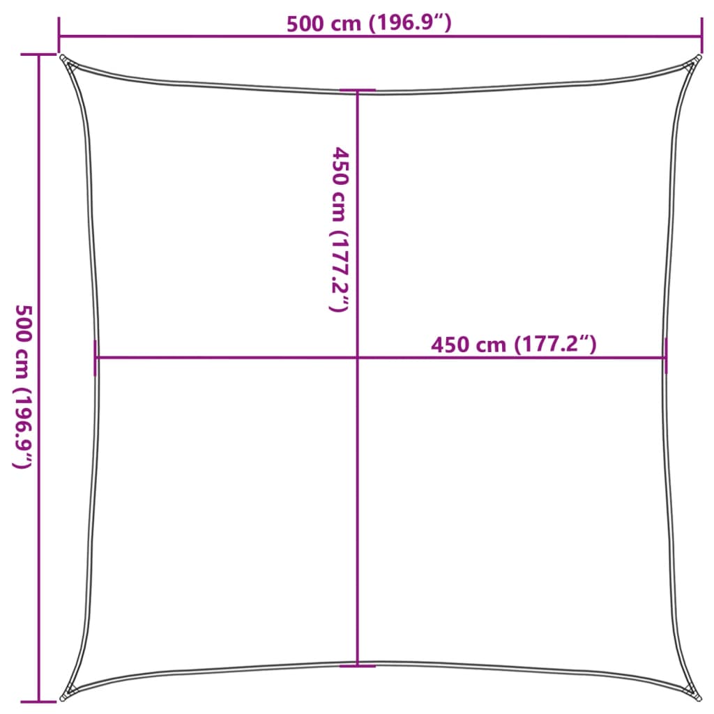 Sonnensegel 160 g/m² Quadratisch Sandfarbe 5x5 m HDPE