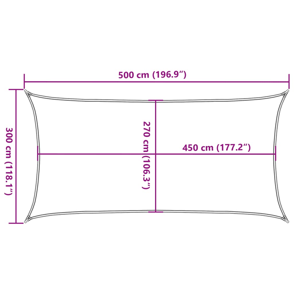 Sonnensegel 160 g/m² Rechteckig Sandfarben 3x5 m HDPE