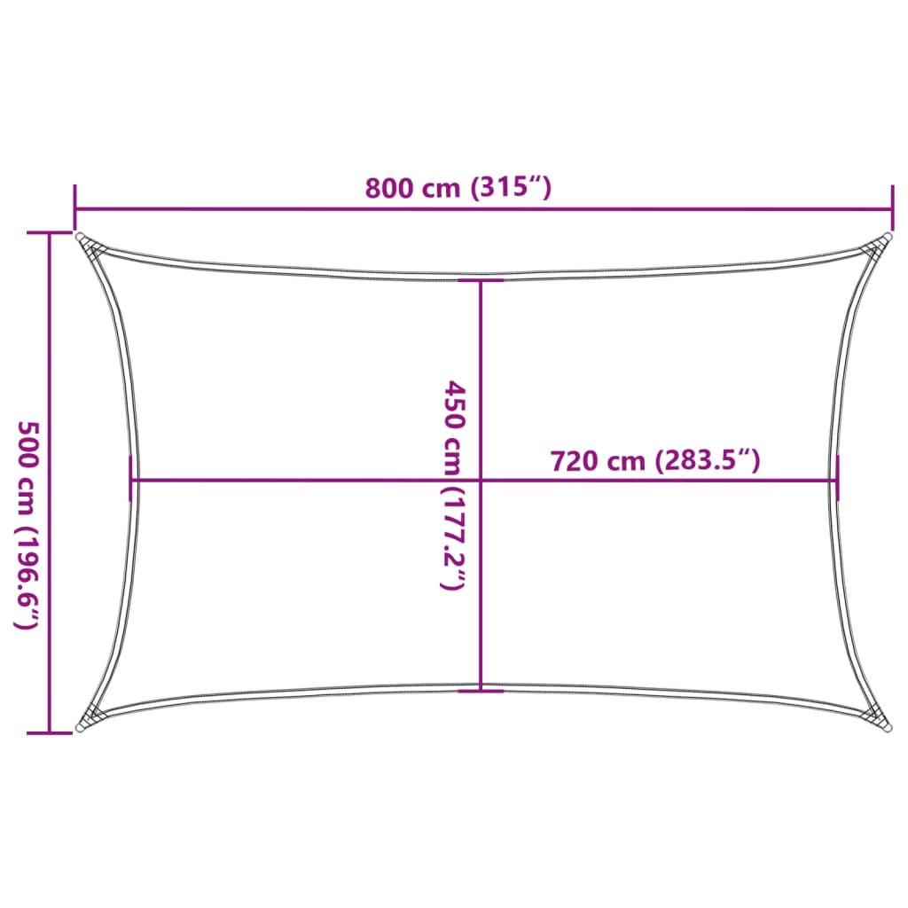Sonnensegel 160 g/m² Rechteckig Sandfarben 5x8 m HDPE