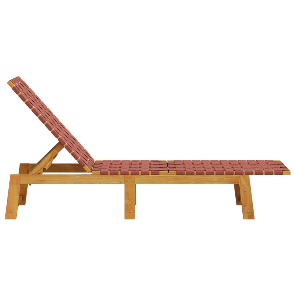 Sonnenliegen 2 Stk. Rot Massivholz Akazie und Stoff