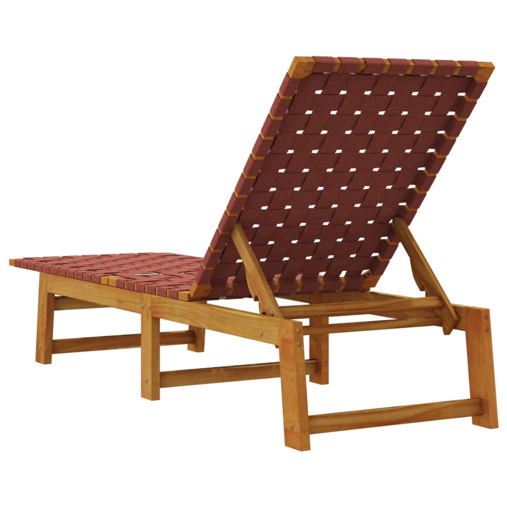 Sonnenliegen 2 Stk. Rot Massivholz Akazie und Stoff