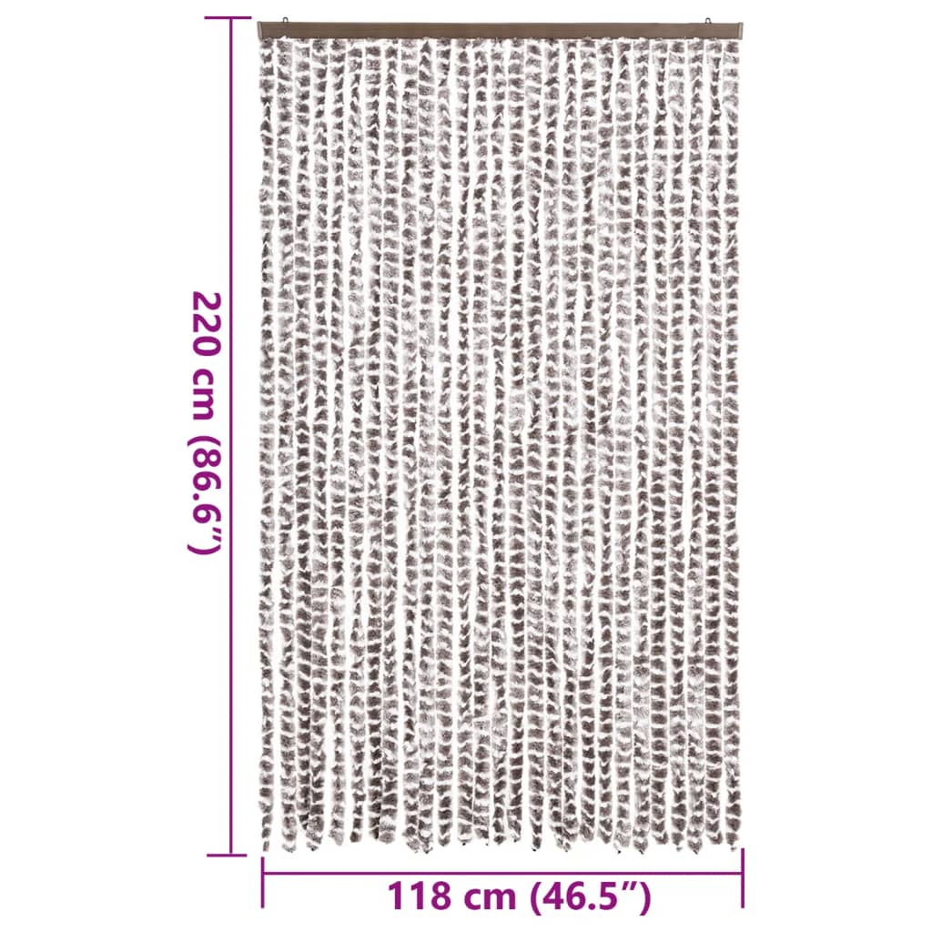 Fliegenvorhang Taupe und Weiß 118x220 cm Chenille