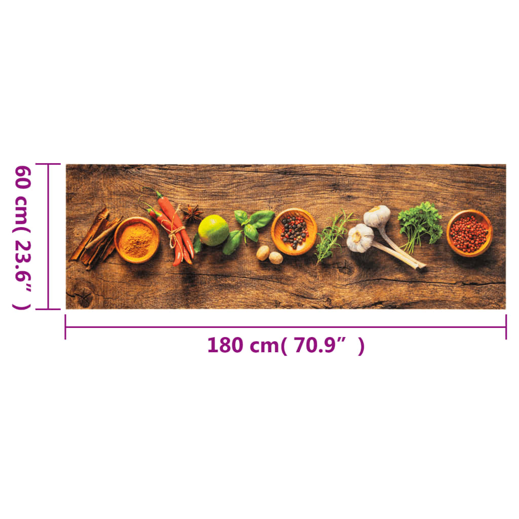 Küchenteppich Waschbar Gewürze 60x180 cm Samt