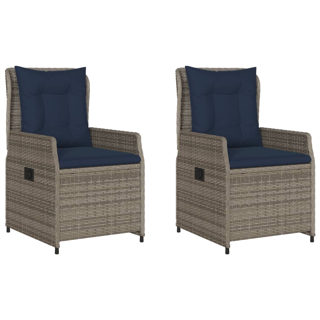 Liegende Gartenstühle 2 Stk. Grau Poly Rattan