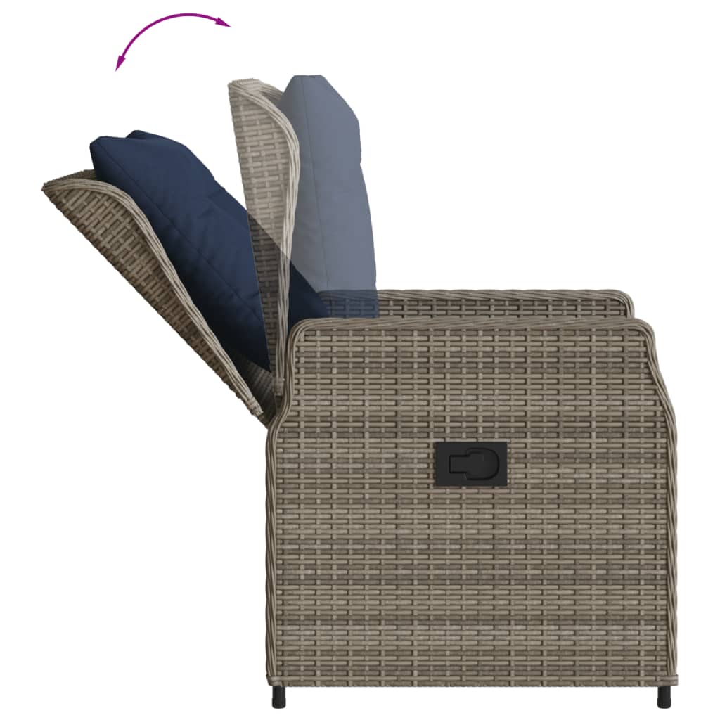 Liegende Gartenstühle 2 Stk. Grau Poly Rattan