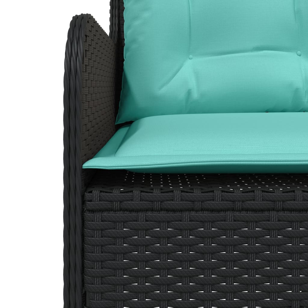 Gartensofa mit Kissen L-förmig Schwarz Polyrattan