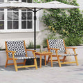 Gartenstühle mit Tisch 3 pcs Schwarz und Weiß Massivholz Akazie