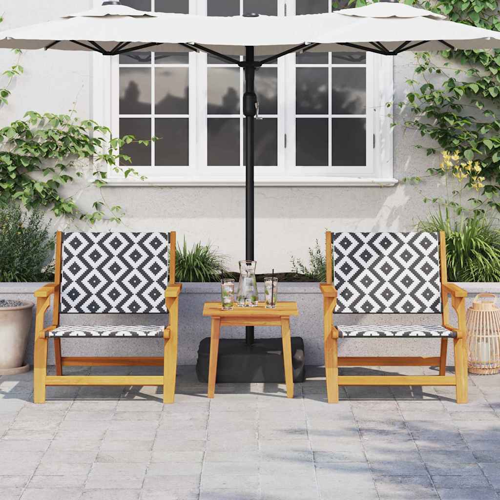 Gartenstühle mit Tisch 3 pcs Schwarz und Weiß Massivholz Akazie
