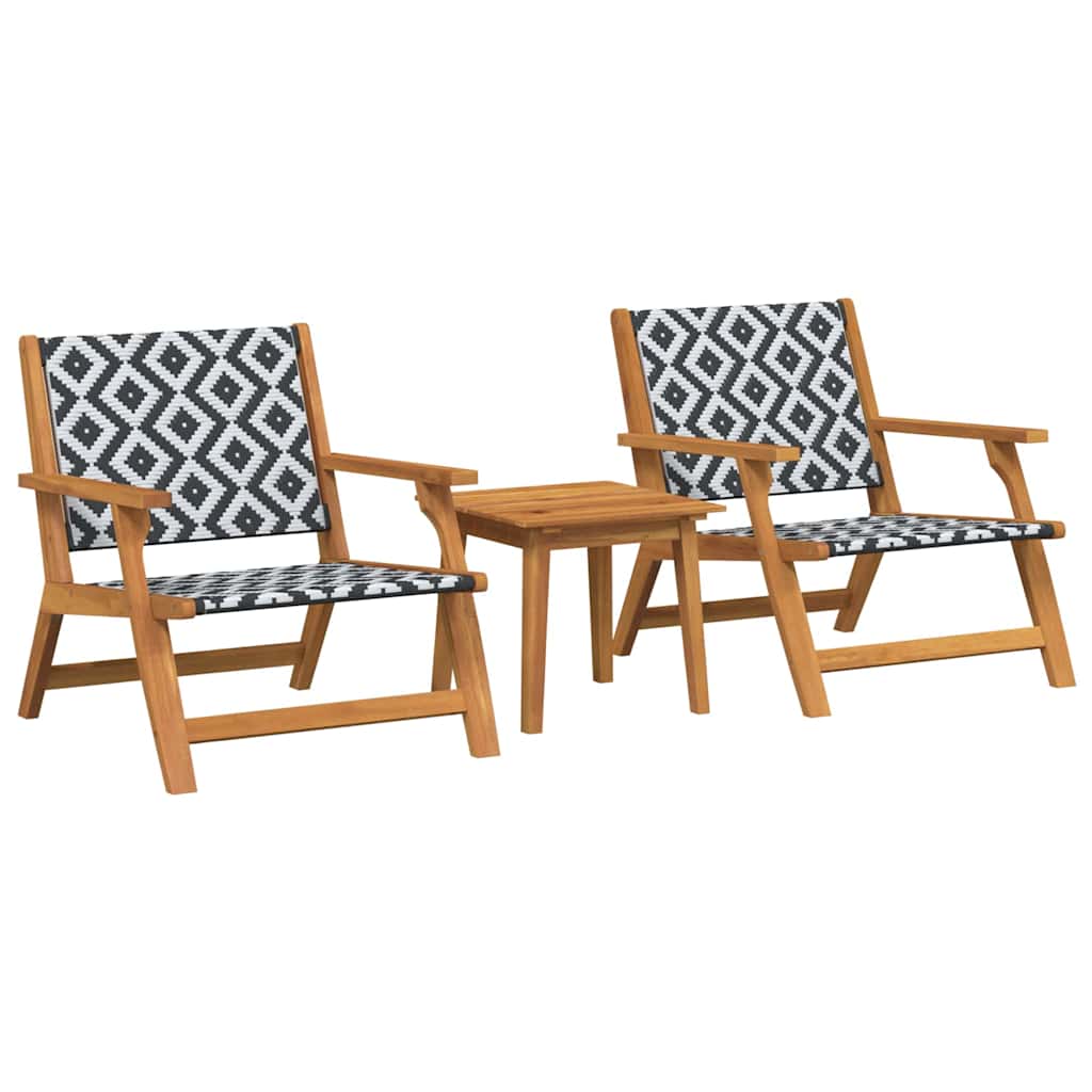 Gartenstühle mit Tisch 3 pcs Schwarz und Weiß Massivholz Akazie