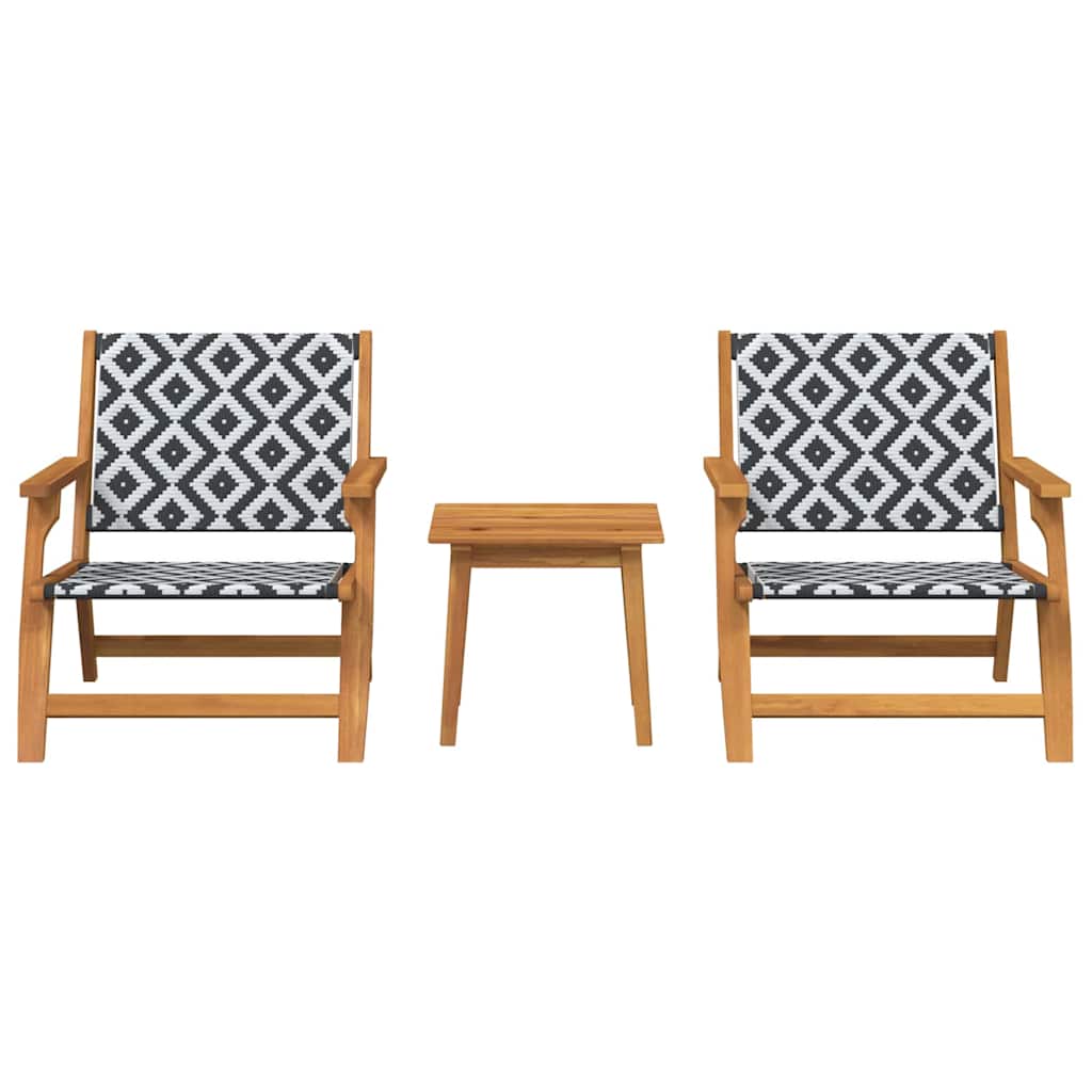 Gartenstühle mit Tisch 3 pcs Schwarz und Weiß Massivholz Akazie
