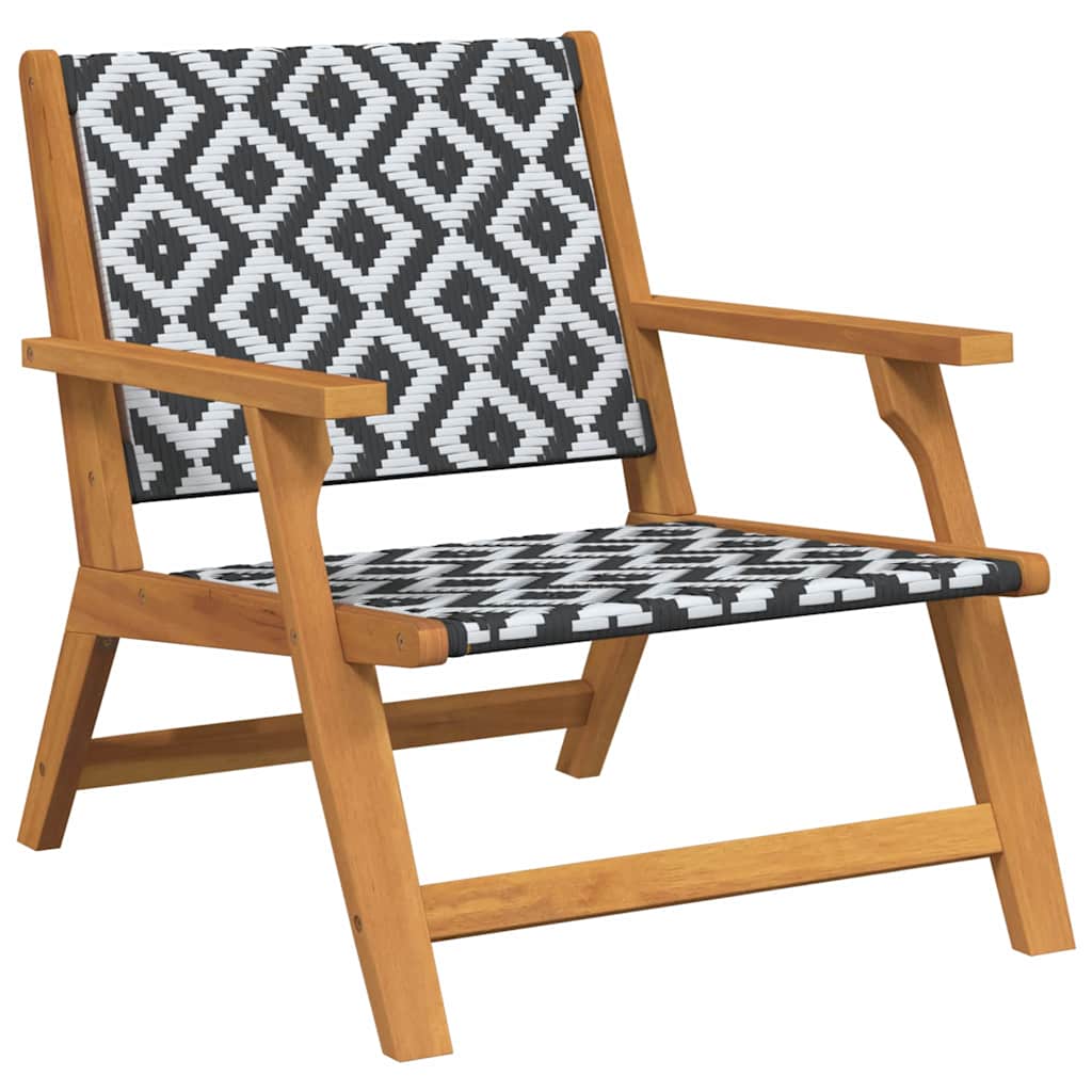 Gartenstühle mit Tisch 3 pcs Schwarz und Weiß Massivholz Akazie