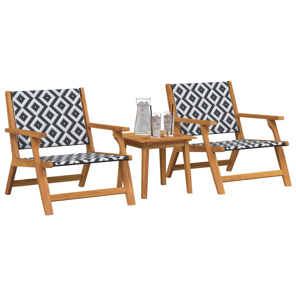 Gartenstühle mit Tisch 3 pcs Schwarz und Weiß Massivholz Akazie