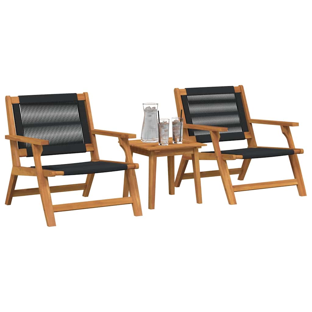 Gartenstühle mit Tisch 3 pcs Schwarz Massivholz Akazie