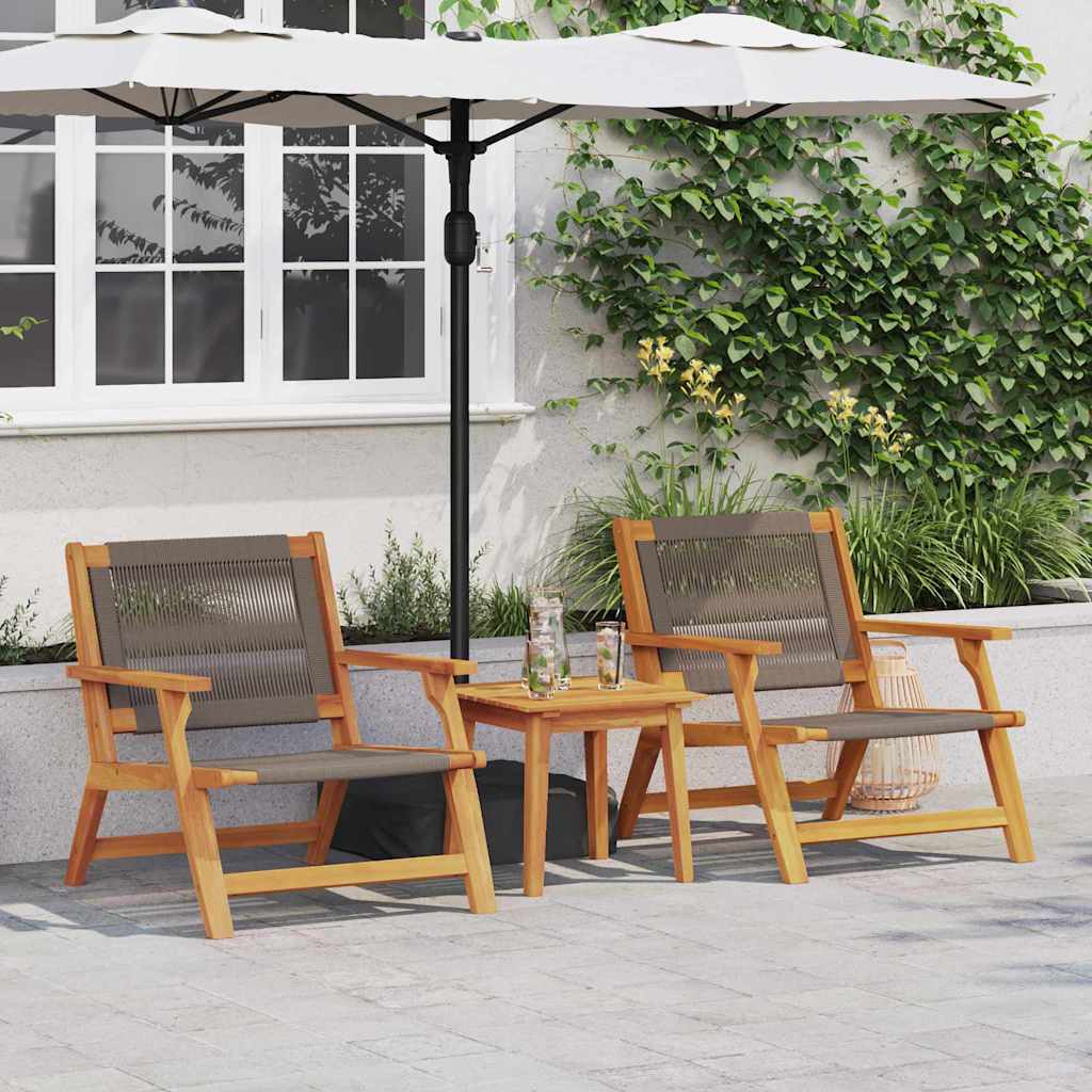 Gartenstühle mit Tisch 3 pcs Grau Massivholz Akazie