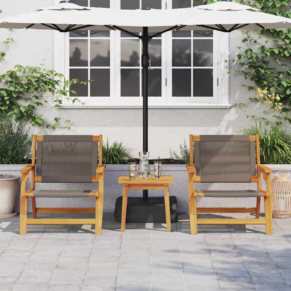 Gartenstühle mit Tisch 3 pcs Grau Massivholz Akazie