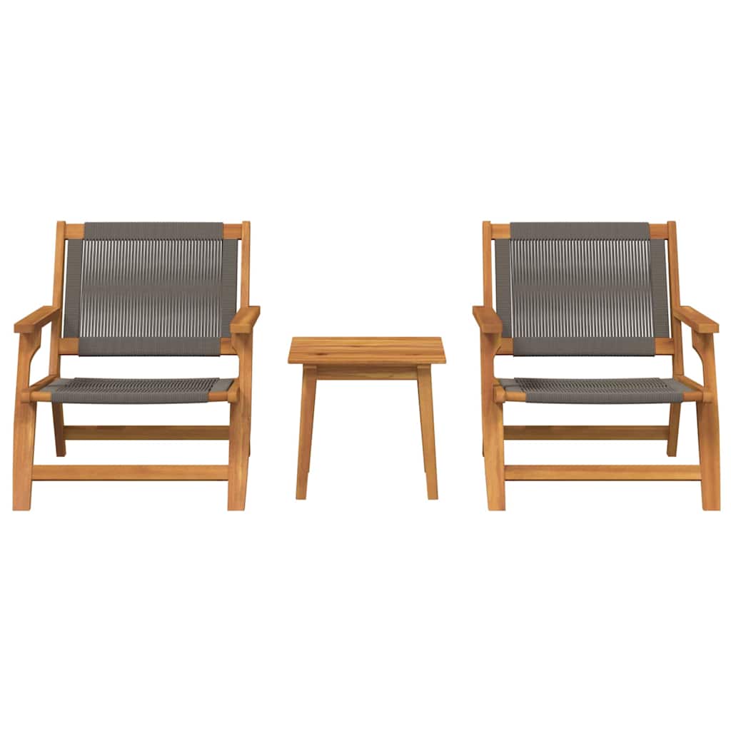 Gartenstühle mit Tisch 3 pcs Grau Massivholz Akazie