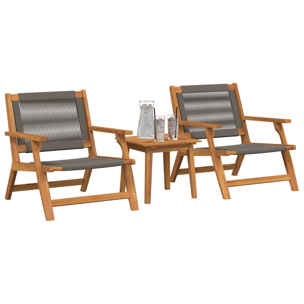 Gartenstühle mit Tisch 3 pcs Grau Massivholz Akazie