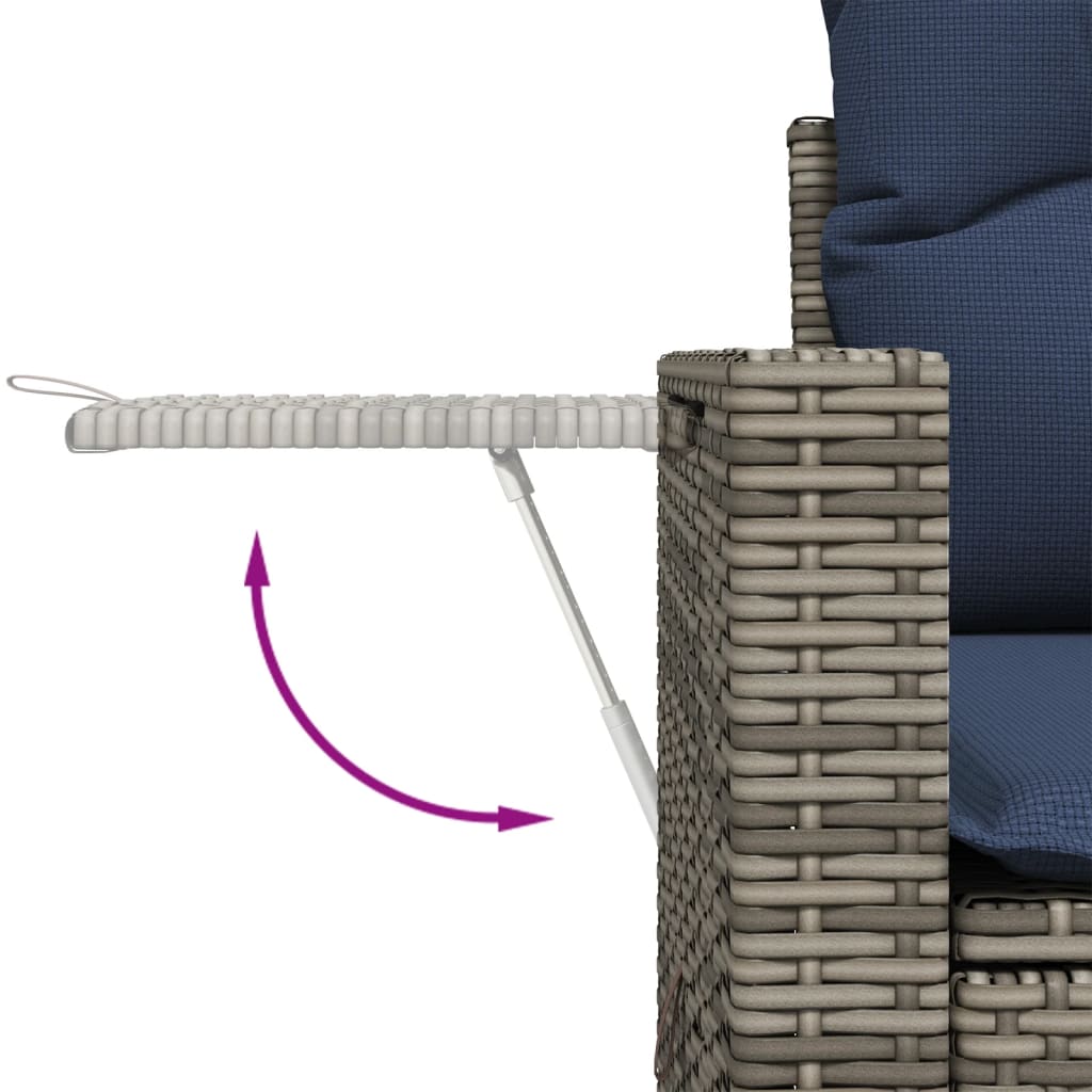 10-teiliges Gartensofa-Set mit Kissen, grau, Polyrattan