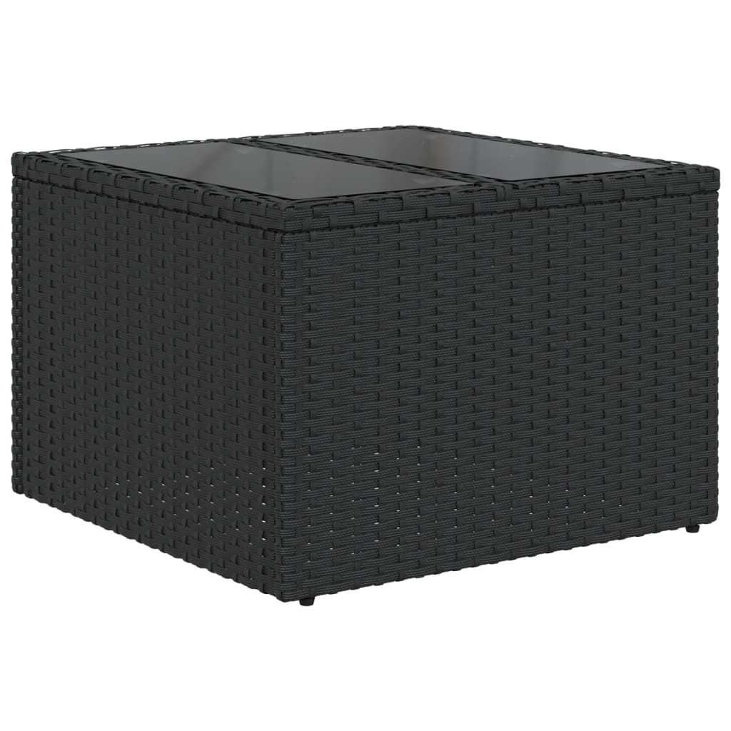 6-teiliges Gartensofa-Set mit Kissen, schwarzes Polyrattan
