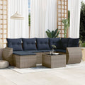 7-teiliges Gartensofa-Set mit Kissen, grau, Polyrattan