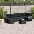 8-tlg. Garten-Sofagarnitur mit Kissen Schwarz Poly Rattan