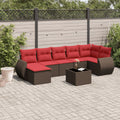 8-teiliges Gartensofa-Set mit Kissen, braun, Polyrattan