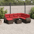 8-teiliges Gartensofa-Set mit Kissen, braun, Polyrattan