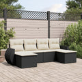 6-tlg. Garten-Sofagarnitur mit Kissen Schwarz Poly Rattan