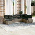 8-tlg. Garten-Sofagarnitur mit Kissen Grau Poly Rattan