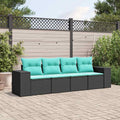 4-teiliges Gartensofa-Set mit Kissen, schwarzes Polyrattan