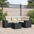 5-tlg. Garten-Sofagarnitur mit Kissen Schwarz Poly Rattan