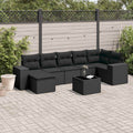 8-tlg. Garten-Sofagarnitur mit Kissen Schwarz Poly Rattan