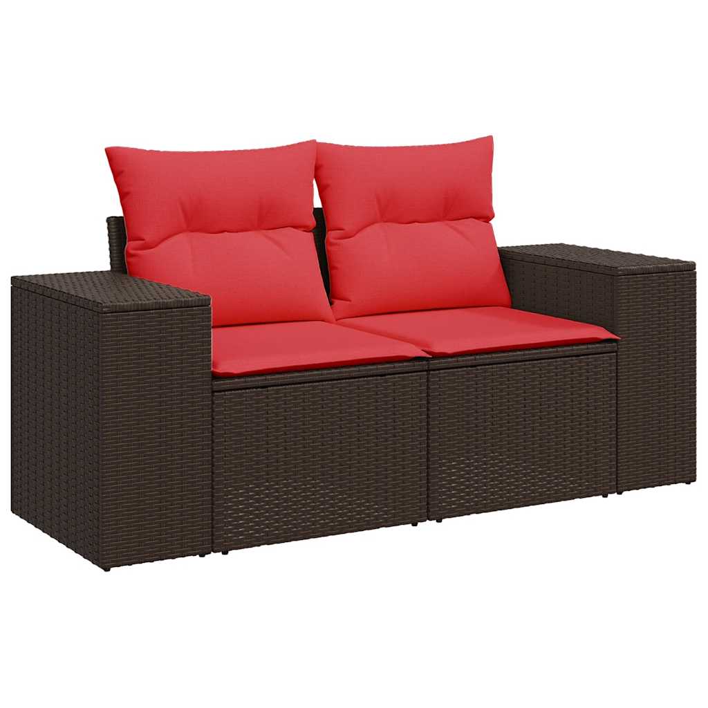 11-teiliges Gartensofa-Set mit Kissen, braun, Polyrattan
