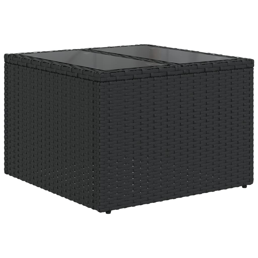 13-teiliges Gartensofa-Set mit Kissen, schwarzes Polyrattan