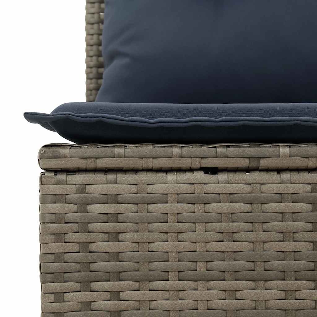10-tlg. Garten-Sofagarnitur mit Kissen Grau Poly Rattan
