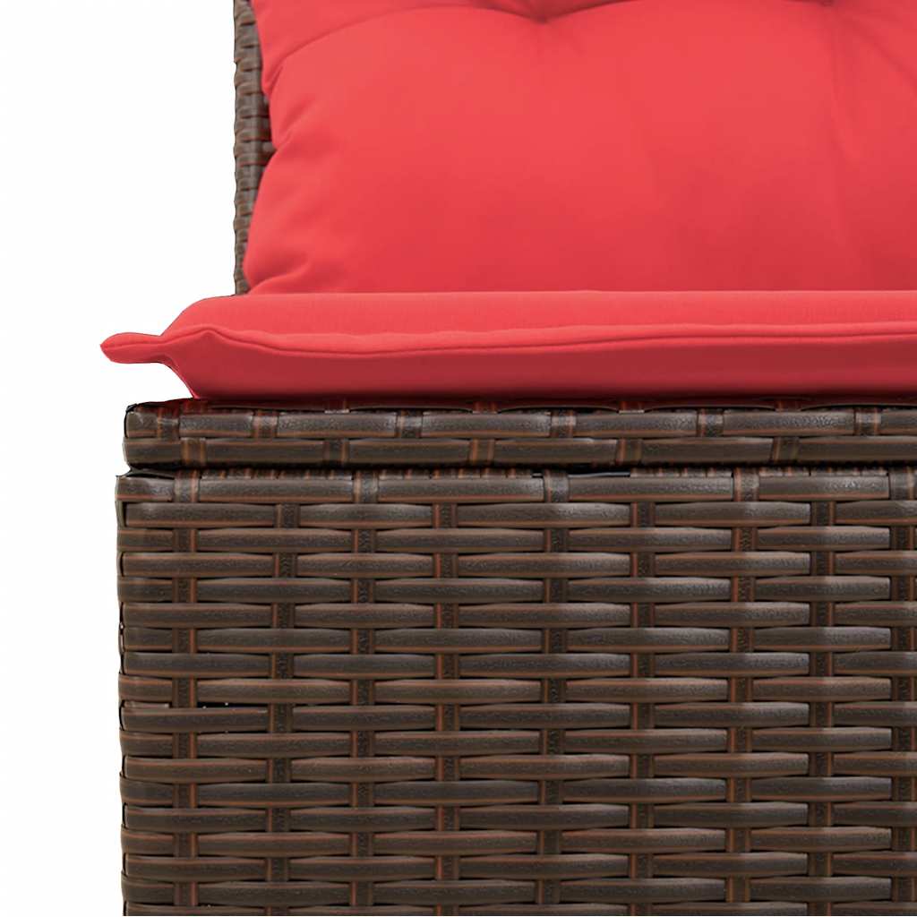 10-tlg. Garten-Sofagarnitur mit Kissen Braun Poly Rattan