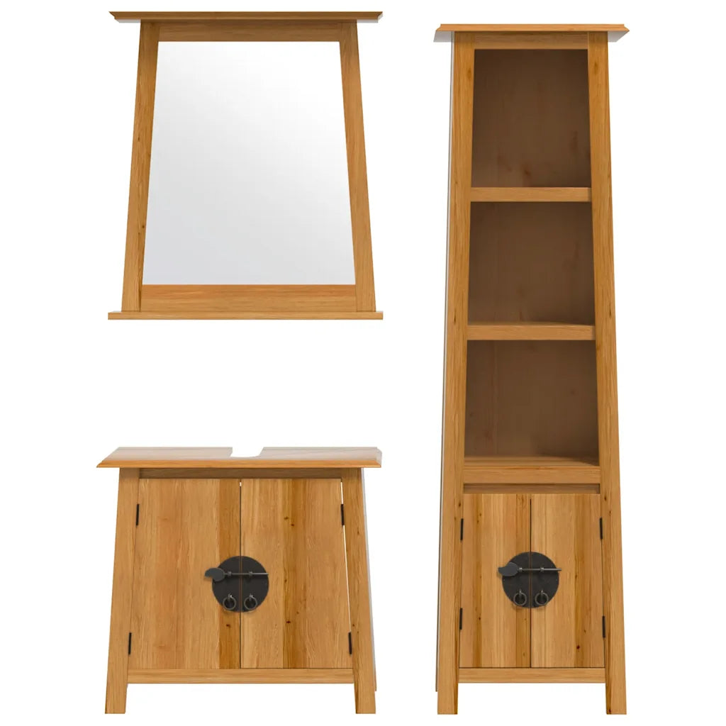 Badmöbel-Set 3-teilig aus massivem Kiefernholz