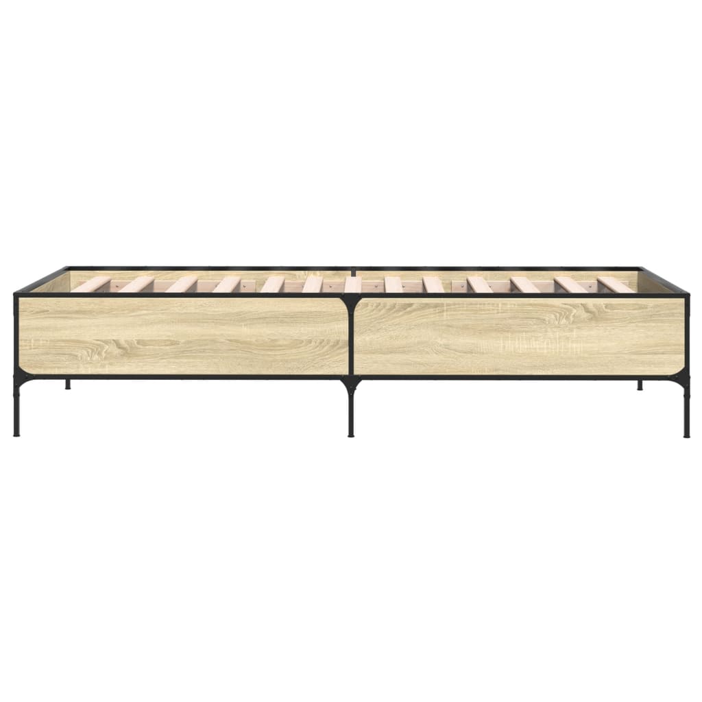 Bettgestell Sonoma-Eiche 90x200 cm Holzwerkstoff und Metall
