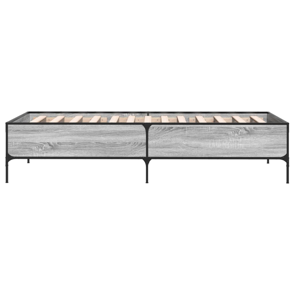 Bettgestell Grau Sonoma 90x200 cm Holzwerkstoff und Metall