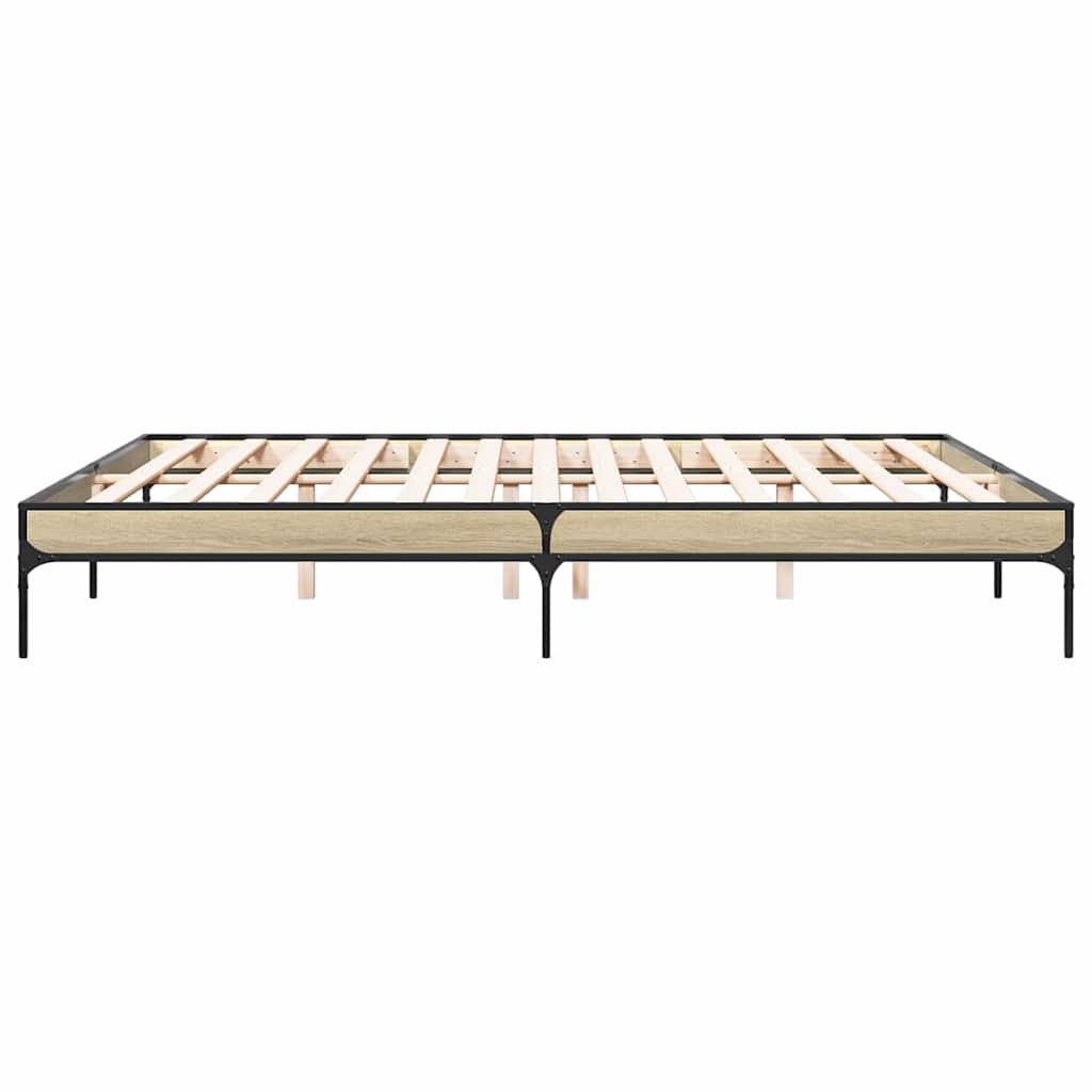 Bettgestell Sonoma-Eiche 200x200 cm Holzwerkstoff und Metall