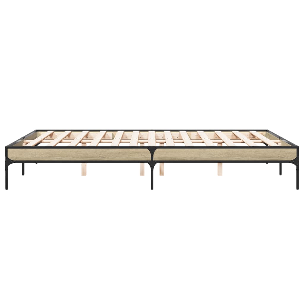Bettgestell Sonoma-Eiche 150x200 cm Holzwerkstoff und Metall