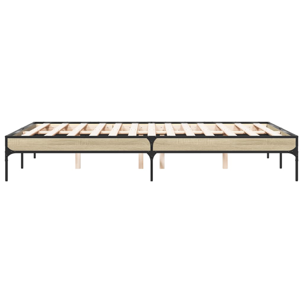 Bettgestell Sonoma-Eiche 120x200 cm Holzwerkstoff und Metall