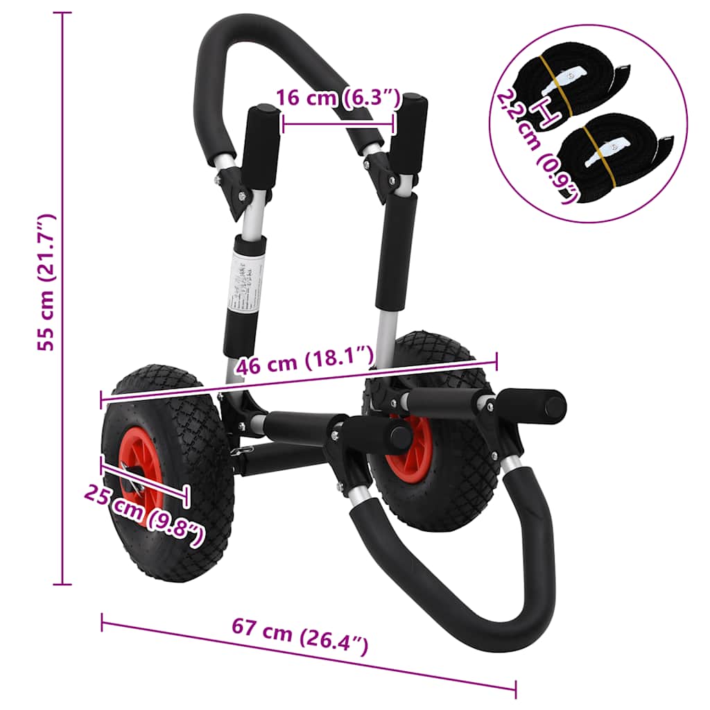 SUP Trolley für Surfbrett Klappbar 45 kg Aluminium