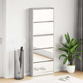 Schuhschrank mit Spiegel 5 Fächer Grau Sonoma 63x17x169,5 cm