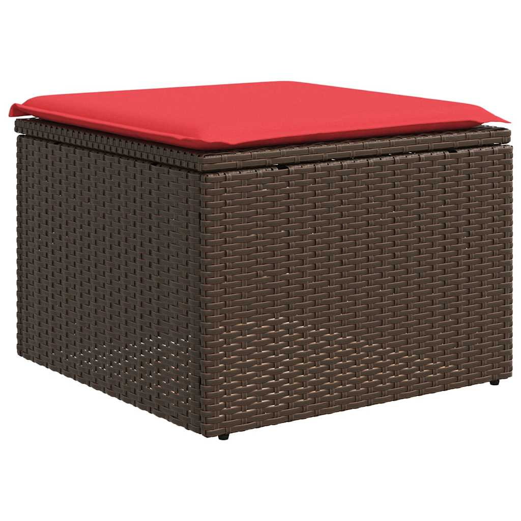 10-teiliges Gartensofa-Set mit Kissen, braun, Polyrattan