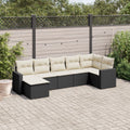 7-tlg. Garten-Sofagarnitur mit Kissen Schwarz Poly Rattan