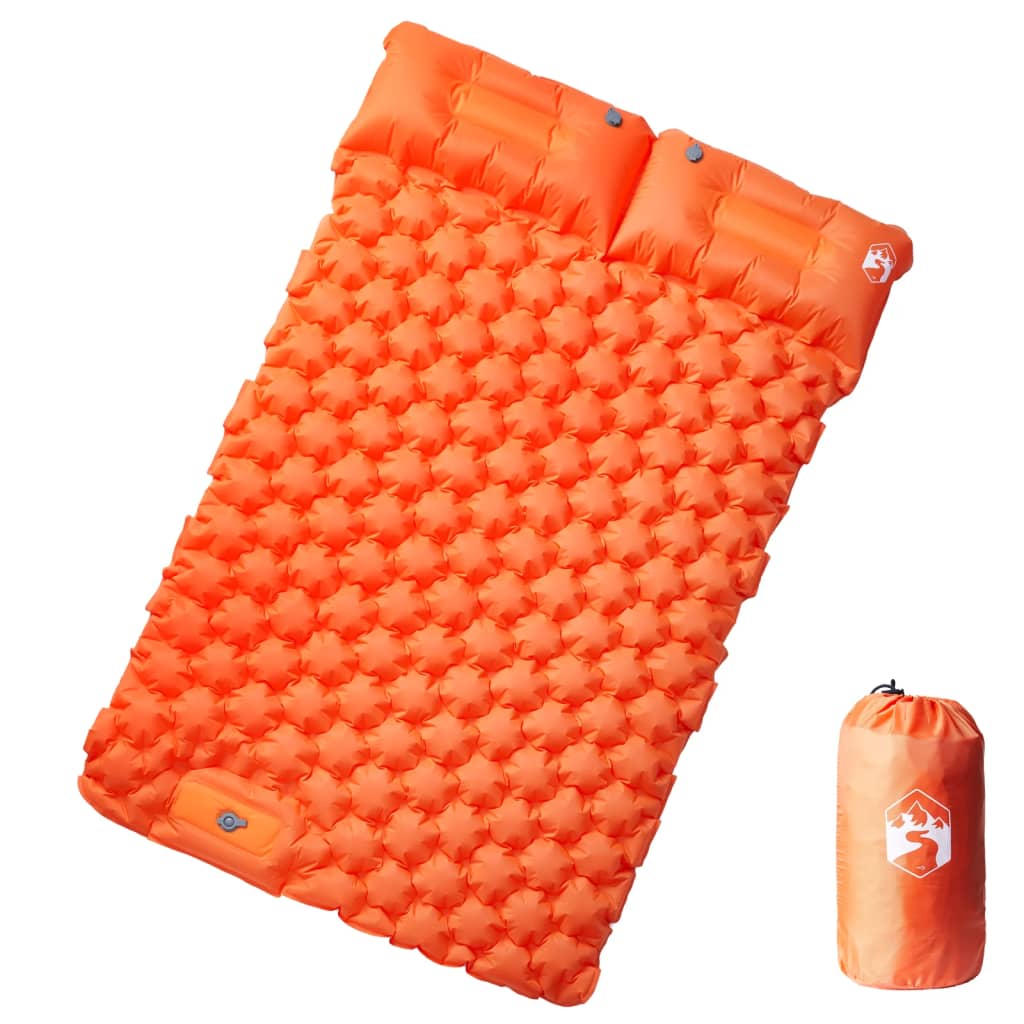 Doppel-Isomatte mit Kissen Selbstaufblasend Orange
